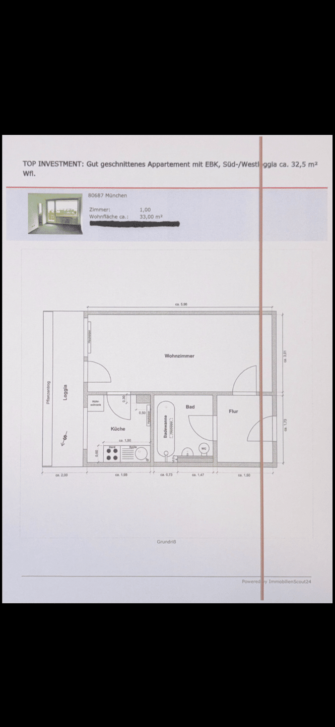 Neusanierte 1-Zimmer Wohnung mit Balkon an der U-Bahn Westendstraße – München – Bild 1 von 2