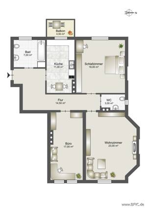 Bezugsfreie gepflegte Altbauwohnung mit Balkon im Münchner Westend – 80339 München – Vorschaubild 2