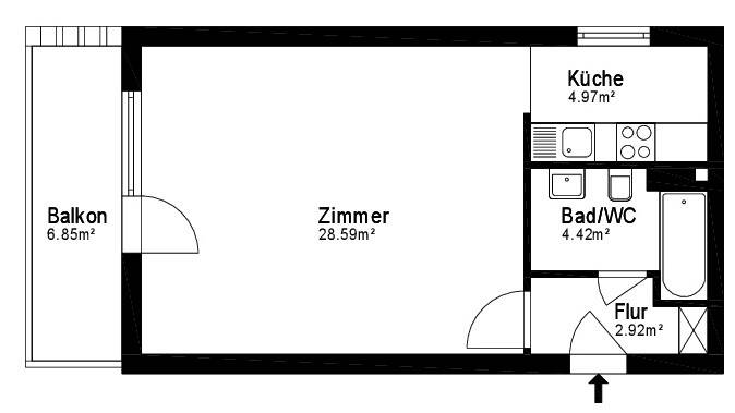 leere 1-Zi. Wohnung in Mainz Mombach – Mainz – Vorschaubild 4