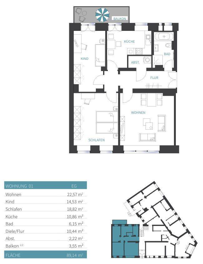 Erstbezug nach Sanierung - Moderne 3-Zimmer-Wohnung mit Balkon – Chemnitz – Vorschaubild 2