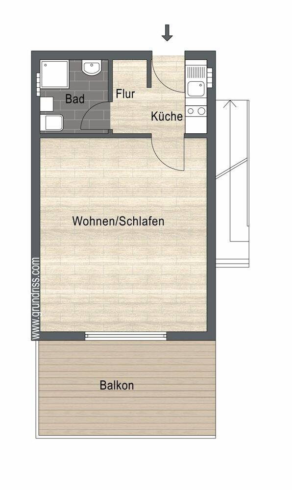 Helles 1-Zimmer-Apartment mit Blick über die Weinberge – Würzburg – Vorschaubild 6