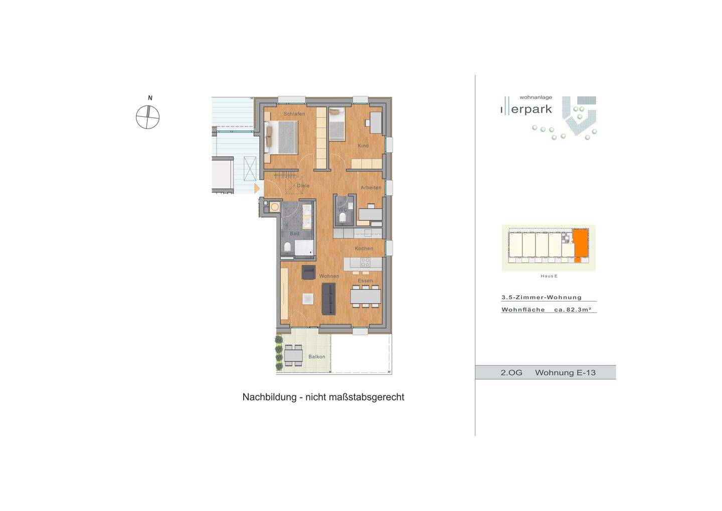 Hochwertige 3,5 Zi.-Neubauwohnung mit Balkon - Wohnanlage "Am Illerpark" – Neu-Ulm – Vorschaubild 3