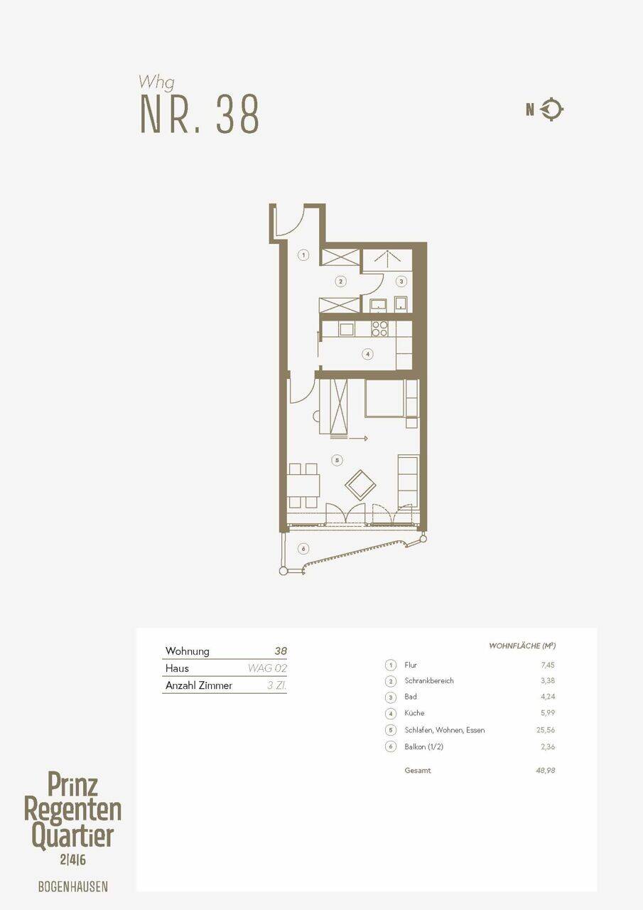 WE Nr. 38: Luft & Licht in einem smarten 1-Zimmer-Appartement im Prinzregenten Quartier – München – Vorschaubild 7