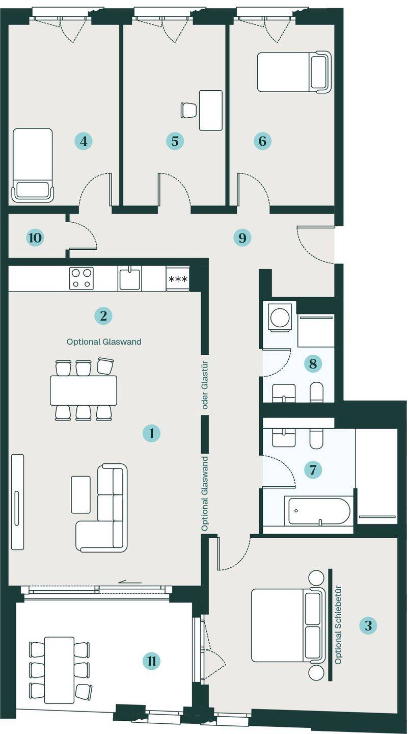 Familienfreundliche 5-Zimmer-Wohnung mit über 130 m² Wohnfläche – Dresden – Vorschaubild 2