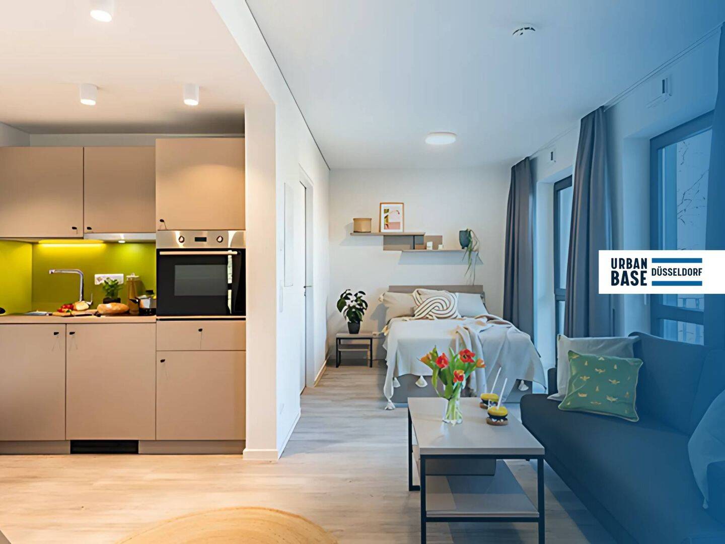 URBAN BASE: Vollmöbliertes 1-Zimmer-Large-Apartment mit EBK, TERRASSE, ALL-IN-MIETE, UVM. am Rheinufer – Düsseldorf – Vorschaubild 6