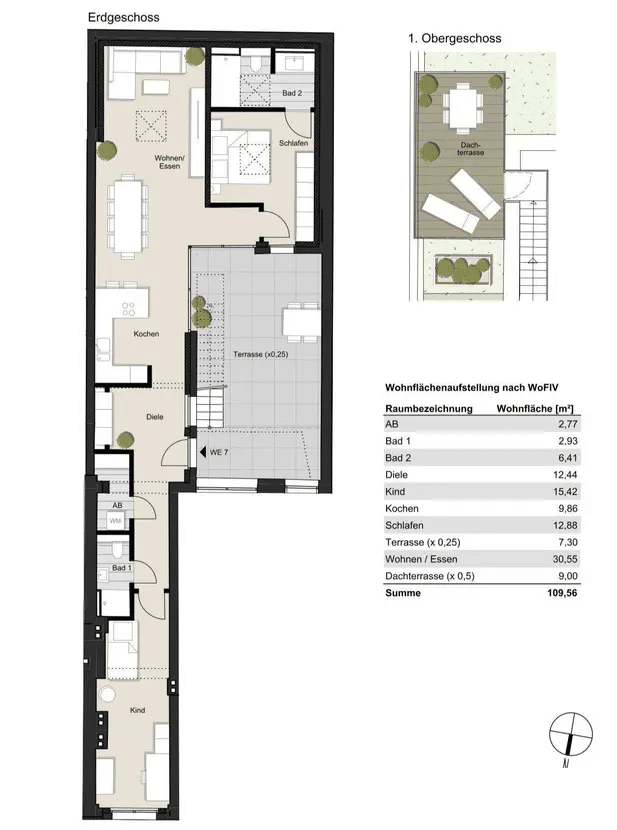Exklusive Neubauwohnung im Kwartier Latäng: Großzügiges Wohnen mit Terrasse & Dachterrasse! WE7 – Köln – Vorschaubild 3