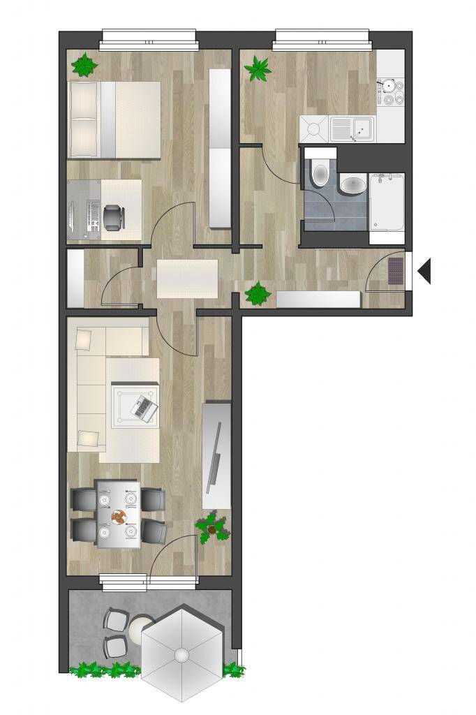 2-Raum-Wohnung mit Balkon nahe Stadtpark – Chemnitz – Vorschaubild 4
