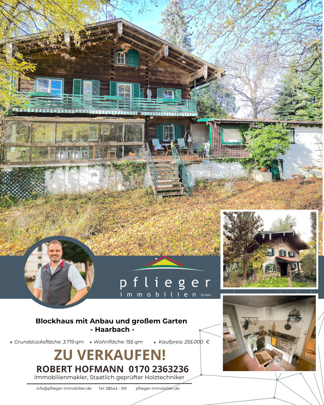 Blockhaus mit Anbau und großem Garten – Haarbach – Bild 1 von 7