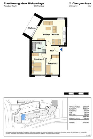 *** NEU - Hamburger Elbvororte - Hochwertige 3-Zi-Wohnung als Aufstockung eines Bestandsgebäudes *** – 22549 Hamburg – Vorschaubild 2