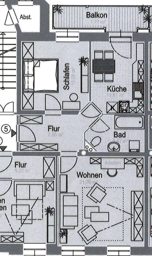 1. OG ! frei ab 1.8.26 - große Küche mit Balkon - WG geeignet – Chemnitz – Vorschaubild 3