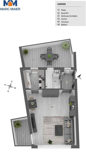 Kompakte Wohnung in gefragter Lage von S- Süd inkl. großer Terrasse und Balkon sowie Etagenheizung – 70199 Stuttgart – Vorschaubild 9