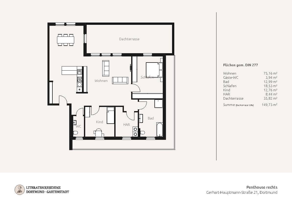 Noch eines zu haben: Penthouse in DO-Gartenstadt mit Südwestausrichtung – Dortmund – Vorschaubild 5