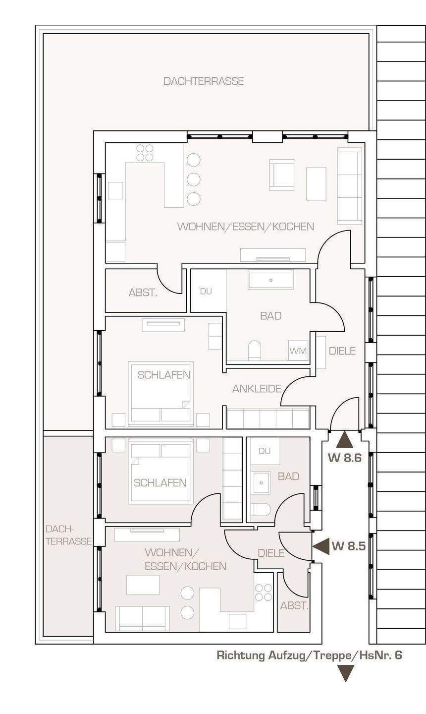 KfW 40 Penthouse mit außergewöhnlicher Dachterrasse, Aufzug, Tiefgarage, provisionsfrei, Brunellenstraße 6+8, direkt vom Bauträger – Ingolstadt – Vorschaubild 6