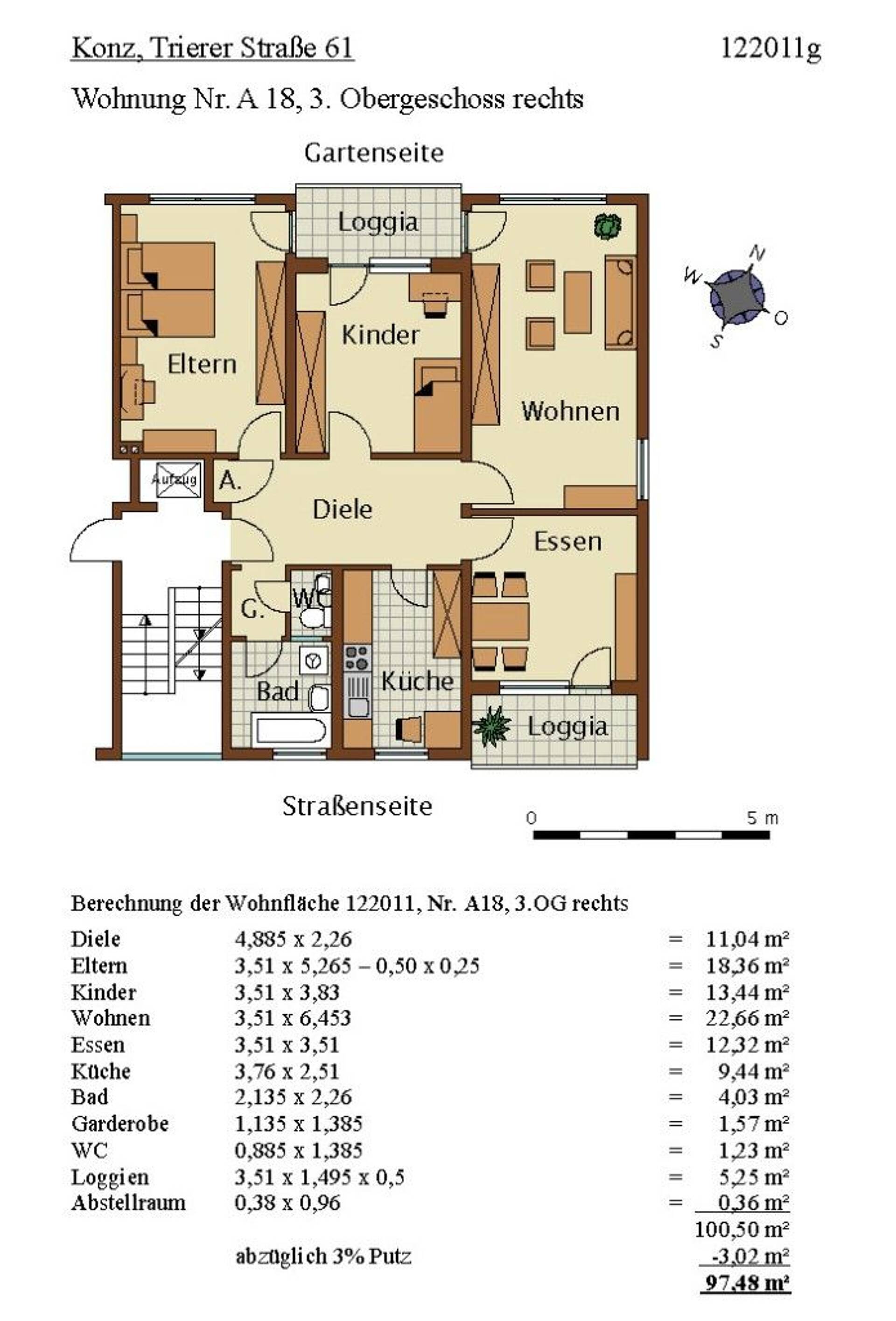 Etagenwohnung in 54329 Konz mit 97 m² kaufen