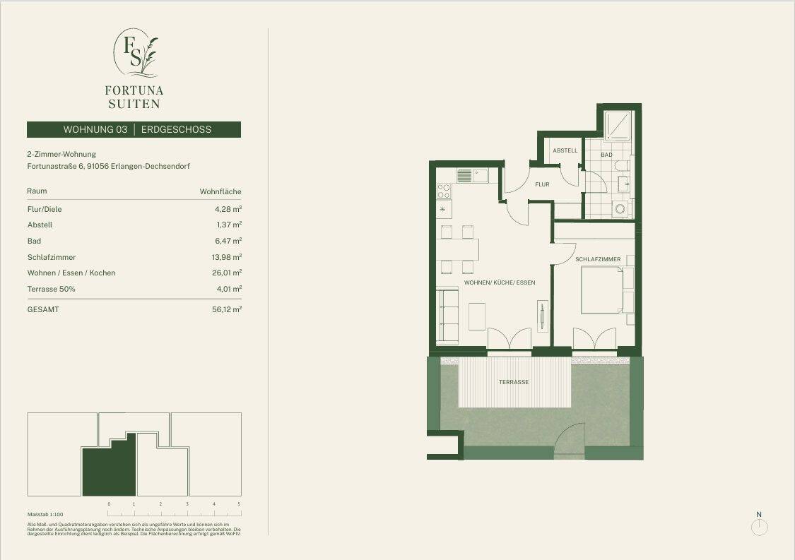Vertriebsstart - FortunaSuiten - Ideale Kapitalanlage - Neubau 2-Zimmer-Wohnung - 5% degressive AfA – Erlangen – Vorschaubild 5