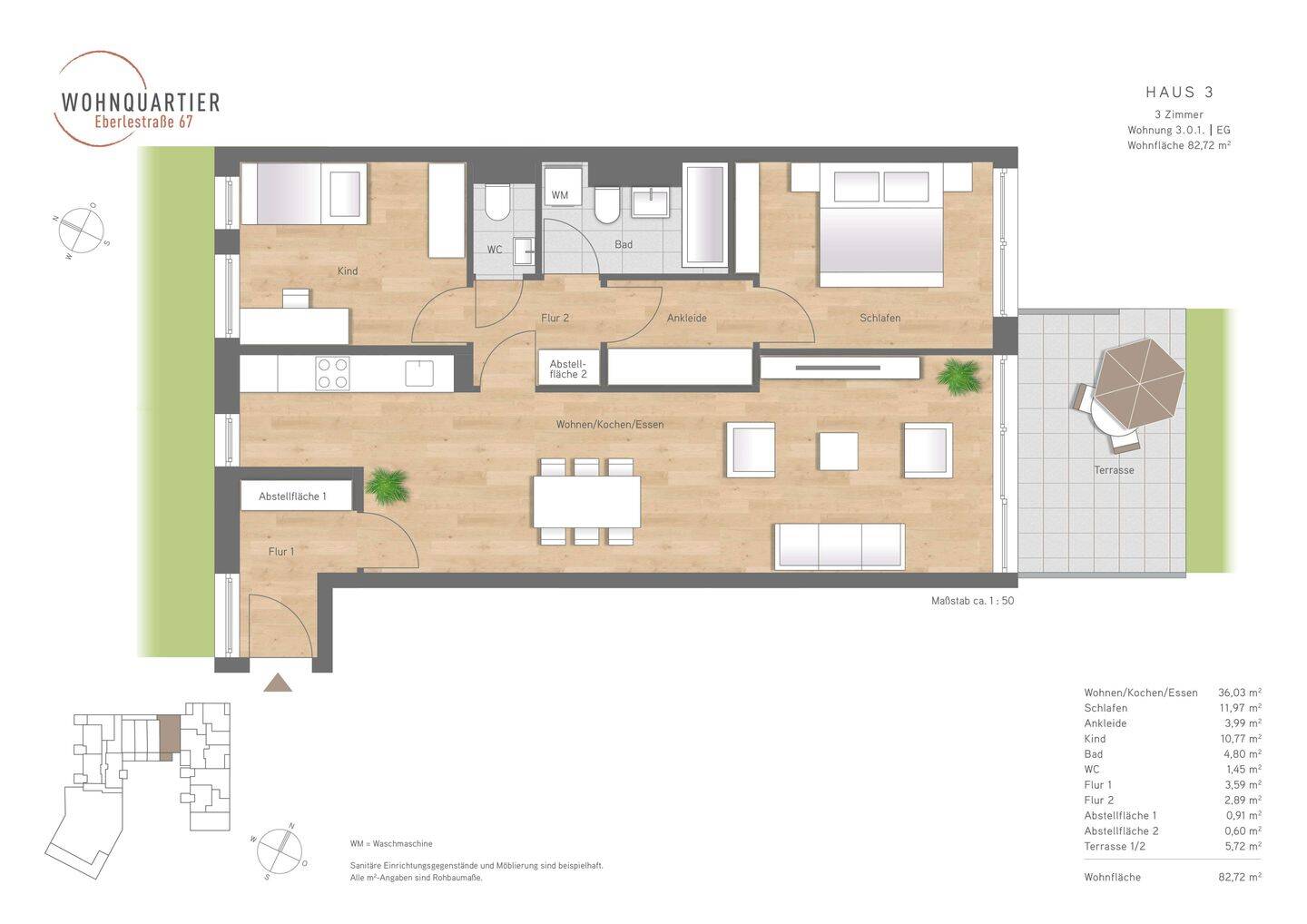 MODERNE 3-ZIMMER-GARTEN-WOHNUNG IN AUGSBURG / PFERSEE – Augsburg – Vorschaubild 2