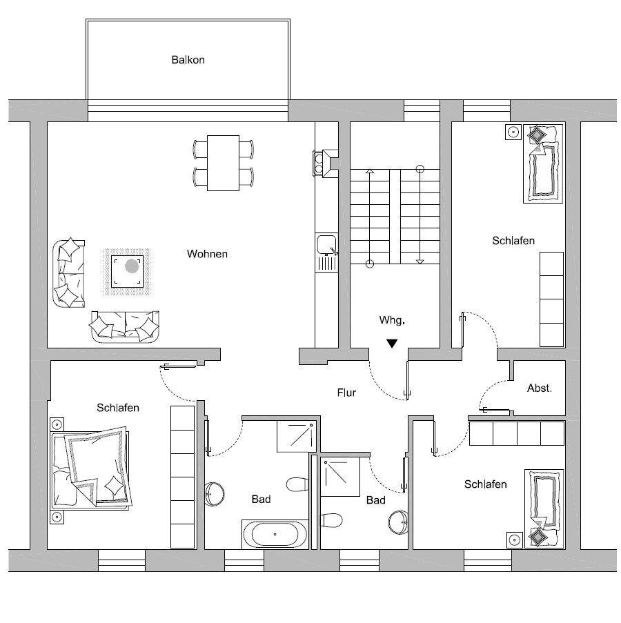 4-Zimmer Wohnung mit Balkon im 3.Obergeschoss – Dortmund – Vorschaubild 2