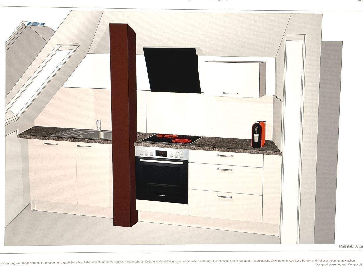 Frei ab sofort / 3-Zimmer-Dachgeschosswohnung im 3. Obergeschoss (ohne Aufzug) / neue Einbauküche