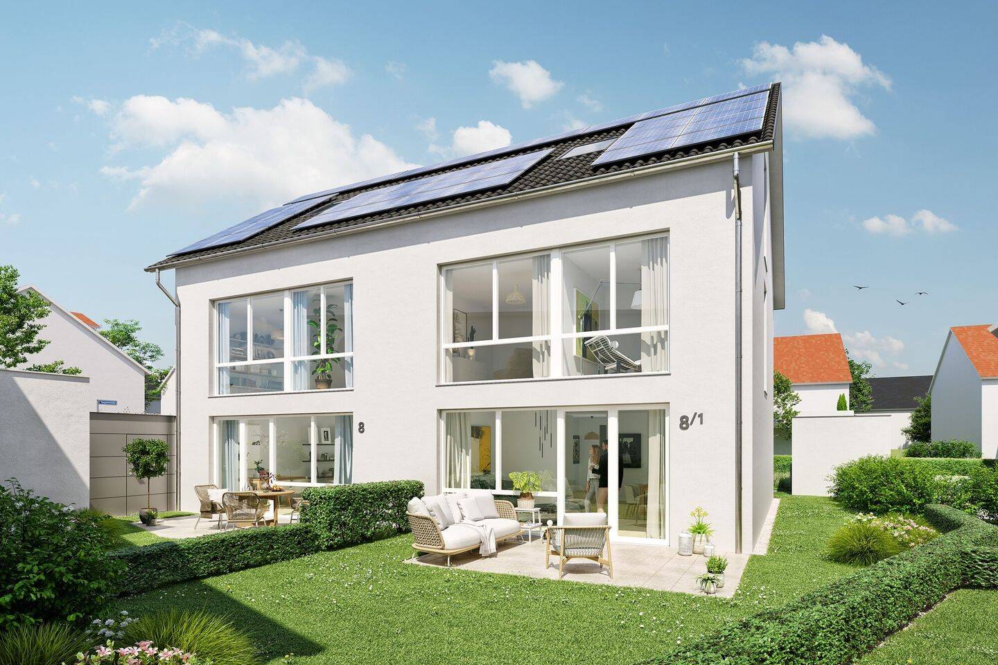 Moderne Neubau-Doppelhaushälfte mit Carport und Garten - Schlüsselfertig