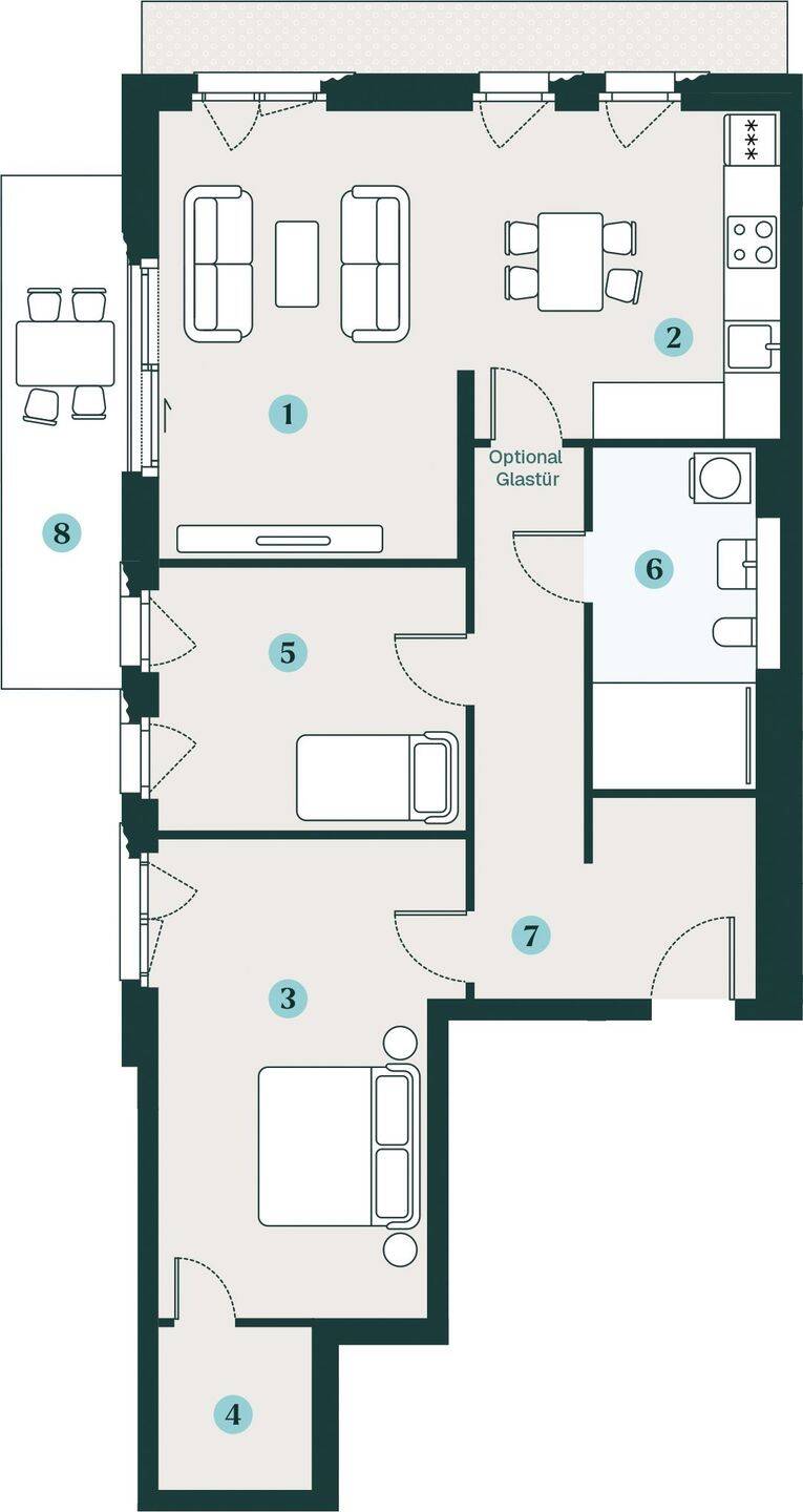 Moderne 3-Zimmer-Wohnung mit idealer Größe für Paare – Dresden – Vorschaubild 2