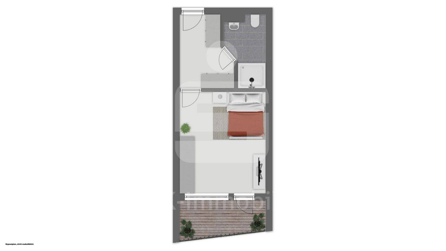 1-Zimmer-Apartment, vermietet, mit Balkon und Tiefgaragenstellplatz in Köln-Zollstock! – Köln – Vorschaubild 7