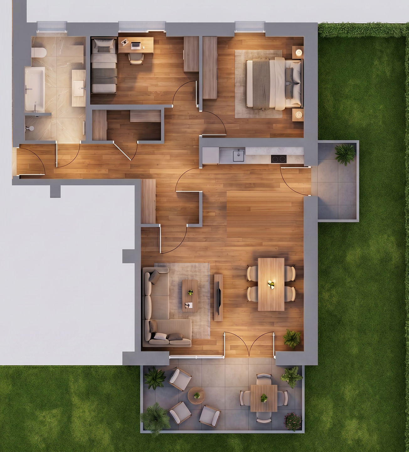 Barrierefreie 3-Raum-Neubauwohnung mit Garten, zwei Terrassen & hochwertiger Ausstattung – Chemnitz – Vorschaubild 2