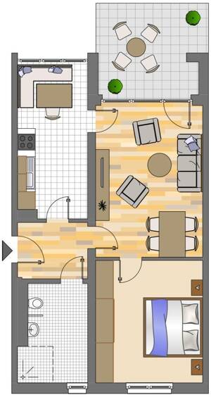 Rollstuhlgerechte 2-Zimmer-Wohnung mit Terrasse und kleinem Garten – 44369 Dortmund – Vorschaubild 2