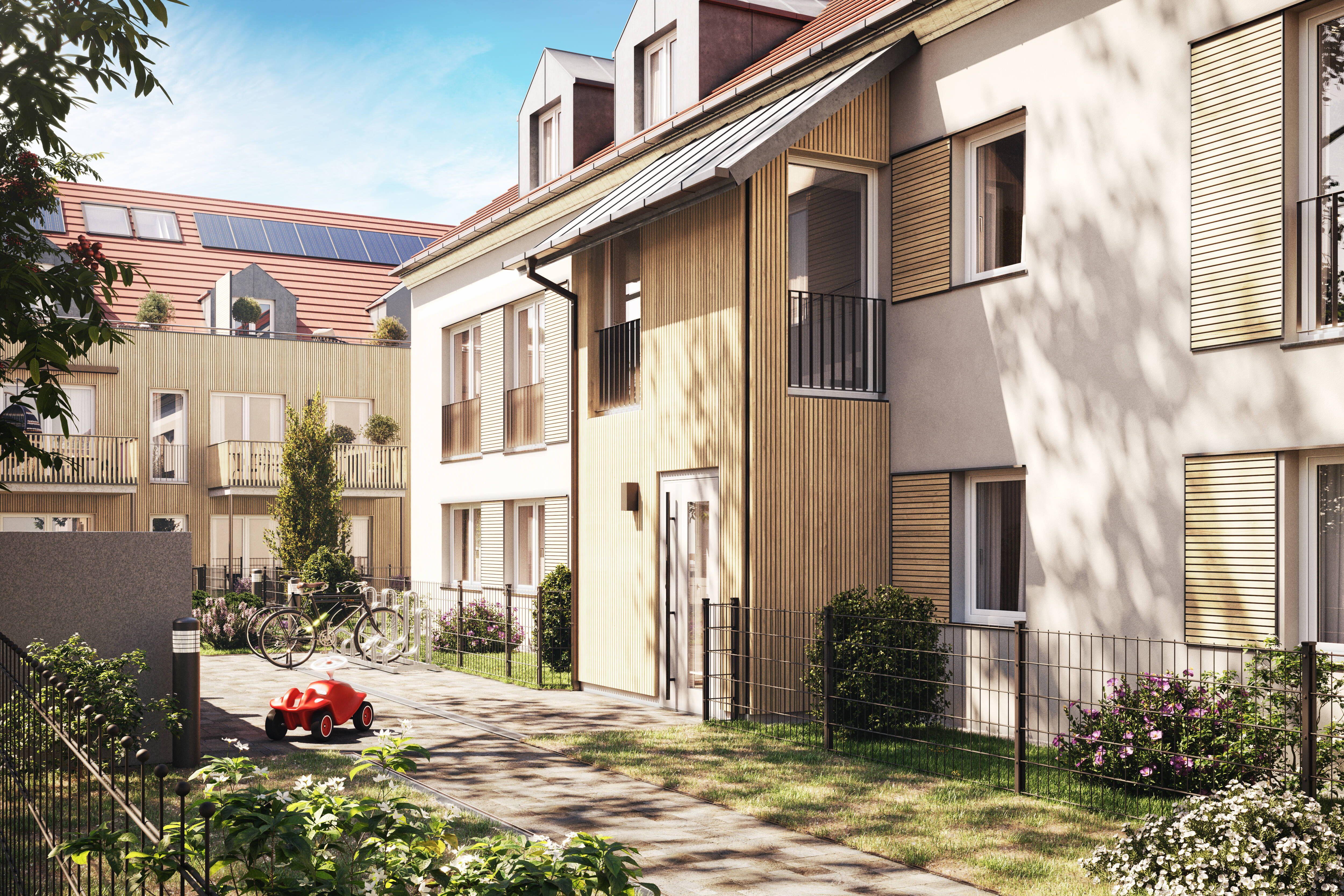 Neubau einer ruhigen 3-Zimmer Erdgeschosswohnung mit sonniger Westterrasse u. Privatgarten – München – Vorschaubild 4