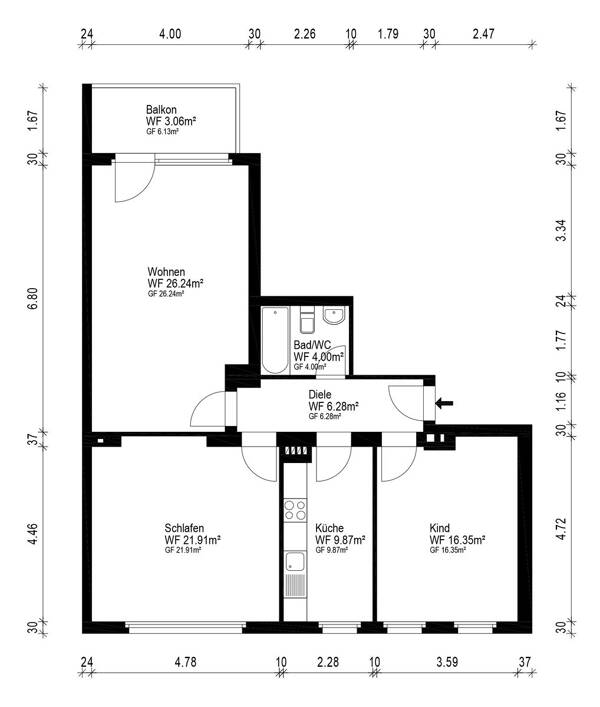 Etagenwohnung in 50931 Köln mit 88,01 m² kaufen