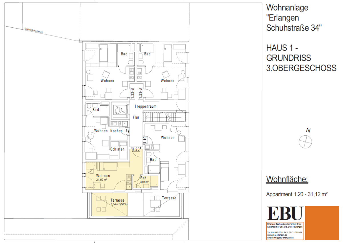 Modernes 1-Zimmer-Apartment im Herzen von Erlangen – 91052 Erlangen – Bild 1 von 2