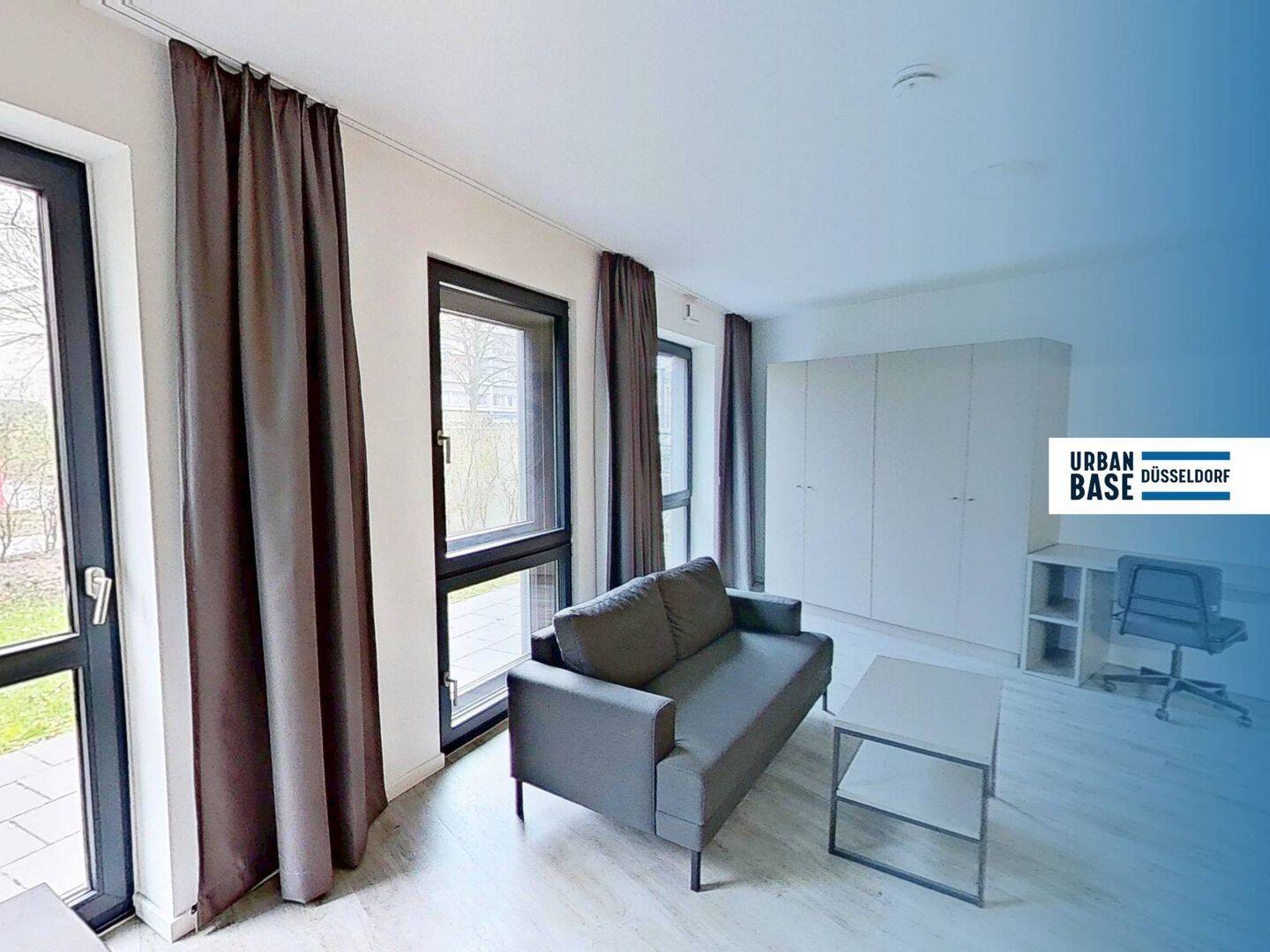 URBAN BASE: Vollmöbliertes 1-Zimmer-Large-Apartment mit EBK, TERRASSE, ALL-IN-MIETE, UVM. am Rheinufer – Düsseldorf – Vorschaubild 3
