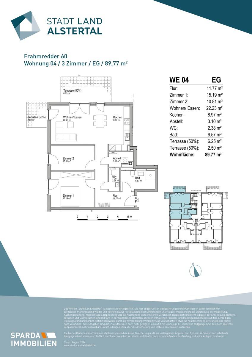 Erdgeschosswohnung mit zwei Terrassen und Garten – Hamburg – Vorschaubild 2
