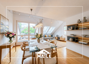 Helle Maisonette mit Dachbalkon, drei Schlafzimmern, zwei Bädern und Tiefgarage!