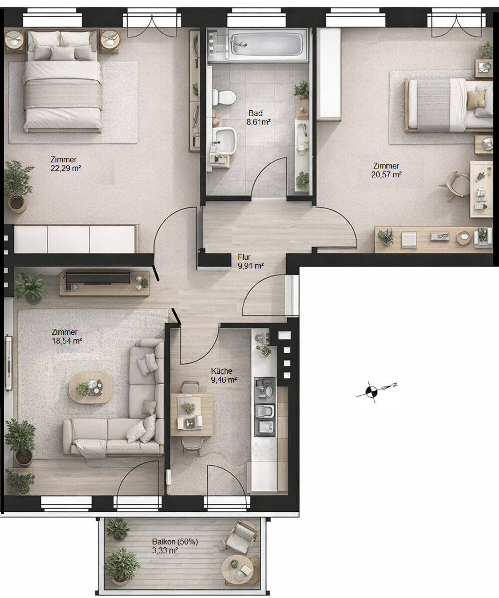 Stilvolle Altbauwohnung mit Balkon zum Innenhof - Wohnen mit Privatsphäre! EBK & ganze Etage! – Berlin – Vorschaubild 8