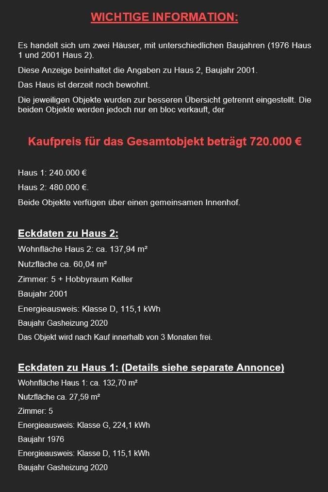 Doppelhaus in ruhiger Lage, 5-8 Min. vom Stadtzentrum VERKAUF NUR BEIDE OBJEKTE GEMEINSAM – Euskirchen – Bild 1 von 9