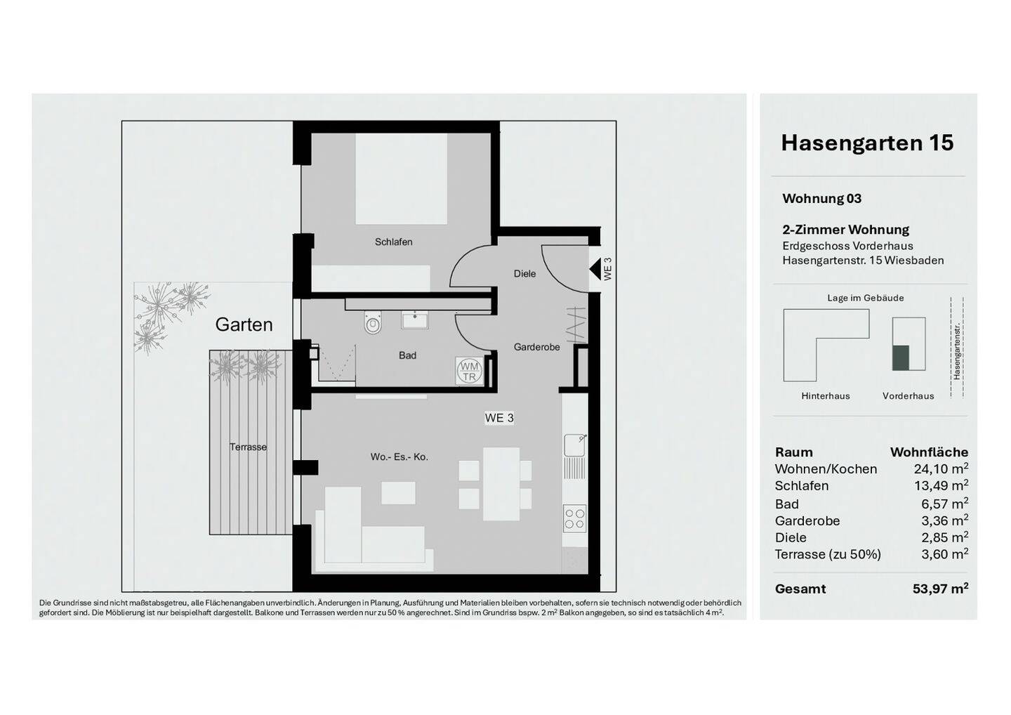 Moderne 2-Zimmer-Neubauwohnung mit Terrasse und Garten – Wiesbaden – Vorschaubild 7
