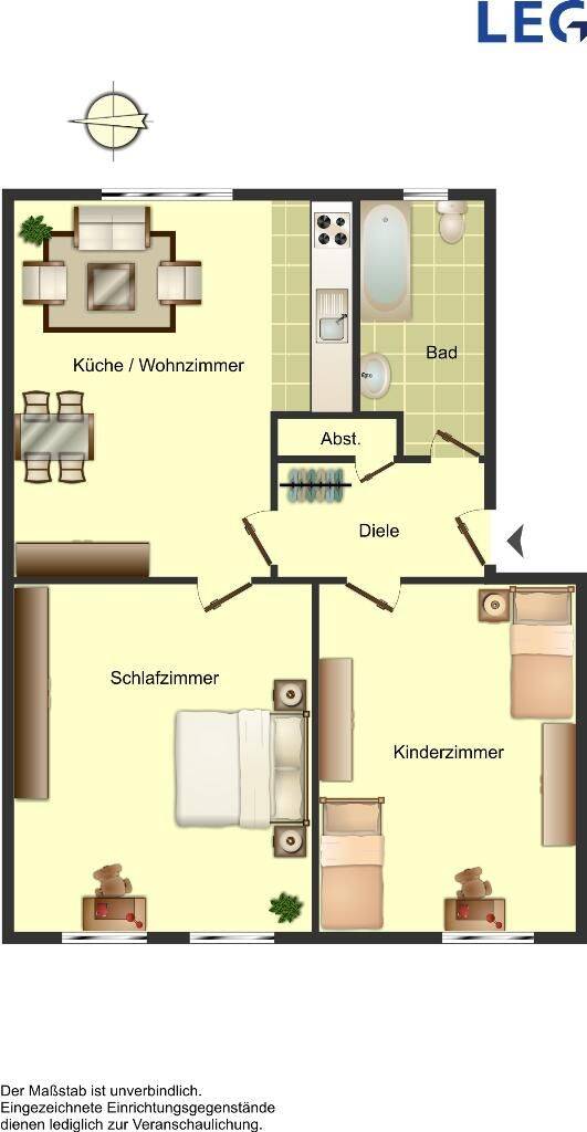 Geräumige 2-Zimmerwohnung zu vermieten – Hamm – Vorschaubild 3