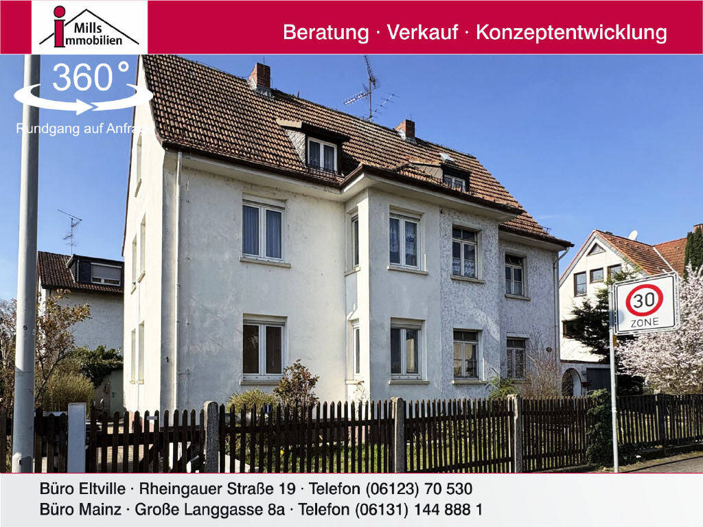 Investieren in zentraler Lage von Mainz-Kastel: Freistehendes 6 Familienhaus mit Süd-West-Garten