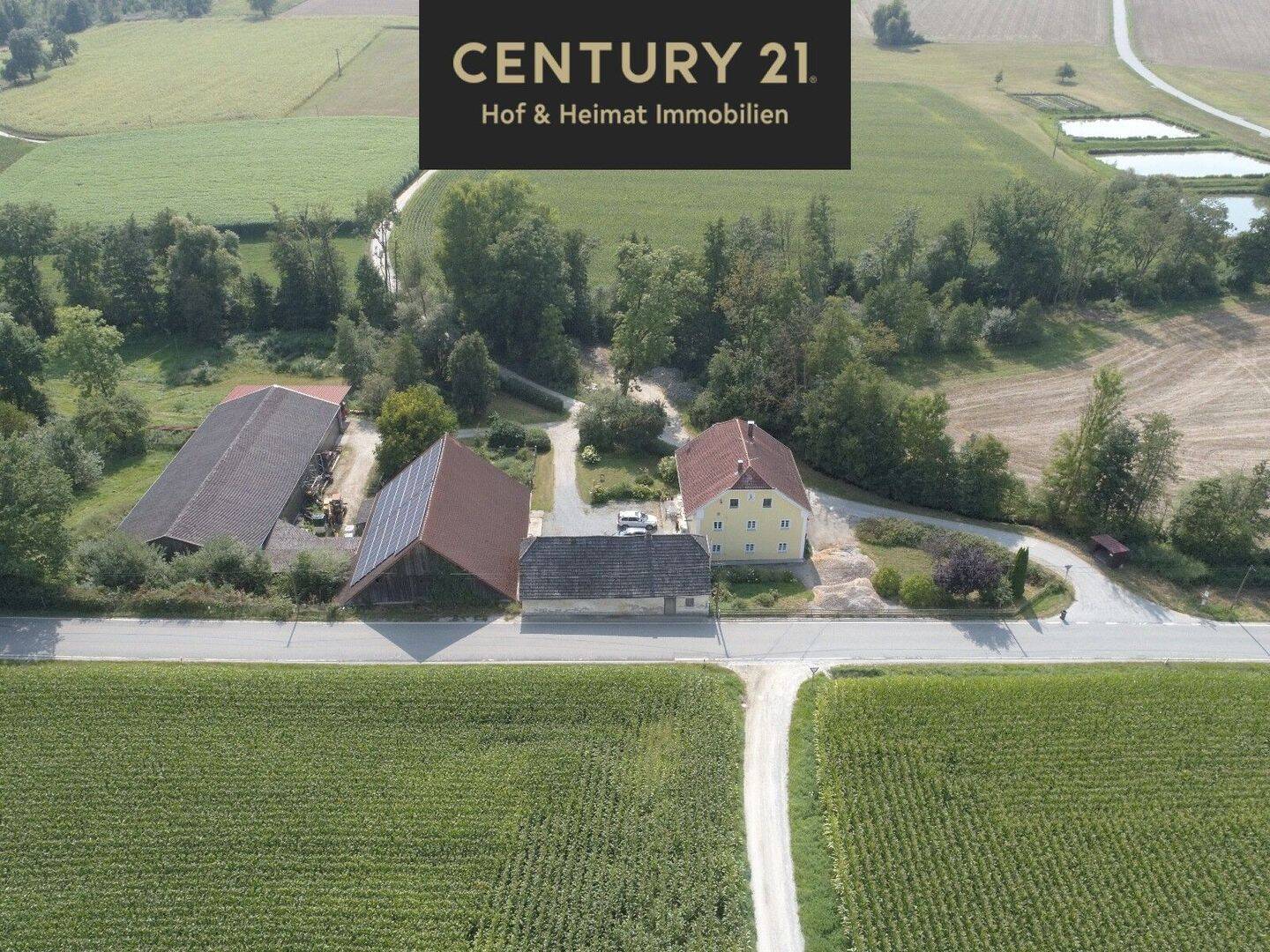 Wohnen und Gewerbe XXL: Hofstelle mit saniertem Bauernhaus und großer Halle in Alleinlage!