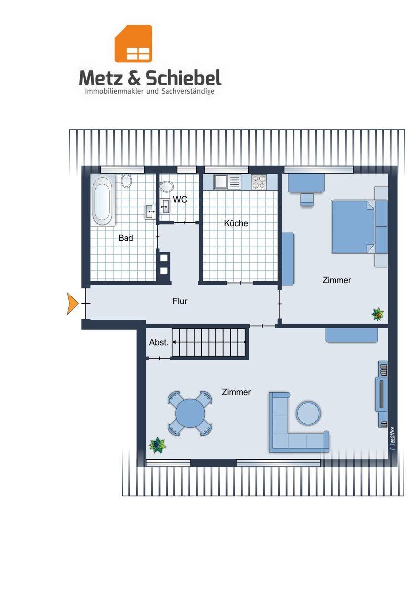 2-Zimmer-Dachgeschosswohnung in Wiesbaden mit modernisiertem Bad/WC (2025) und ausgebauter Dachboden – Wiesbaden – Vorschaubild 2