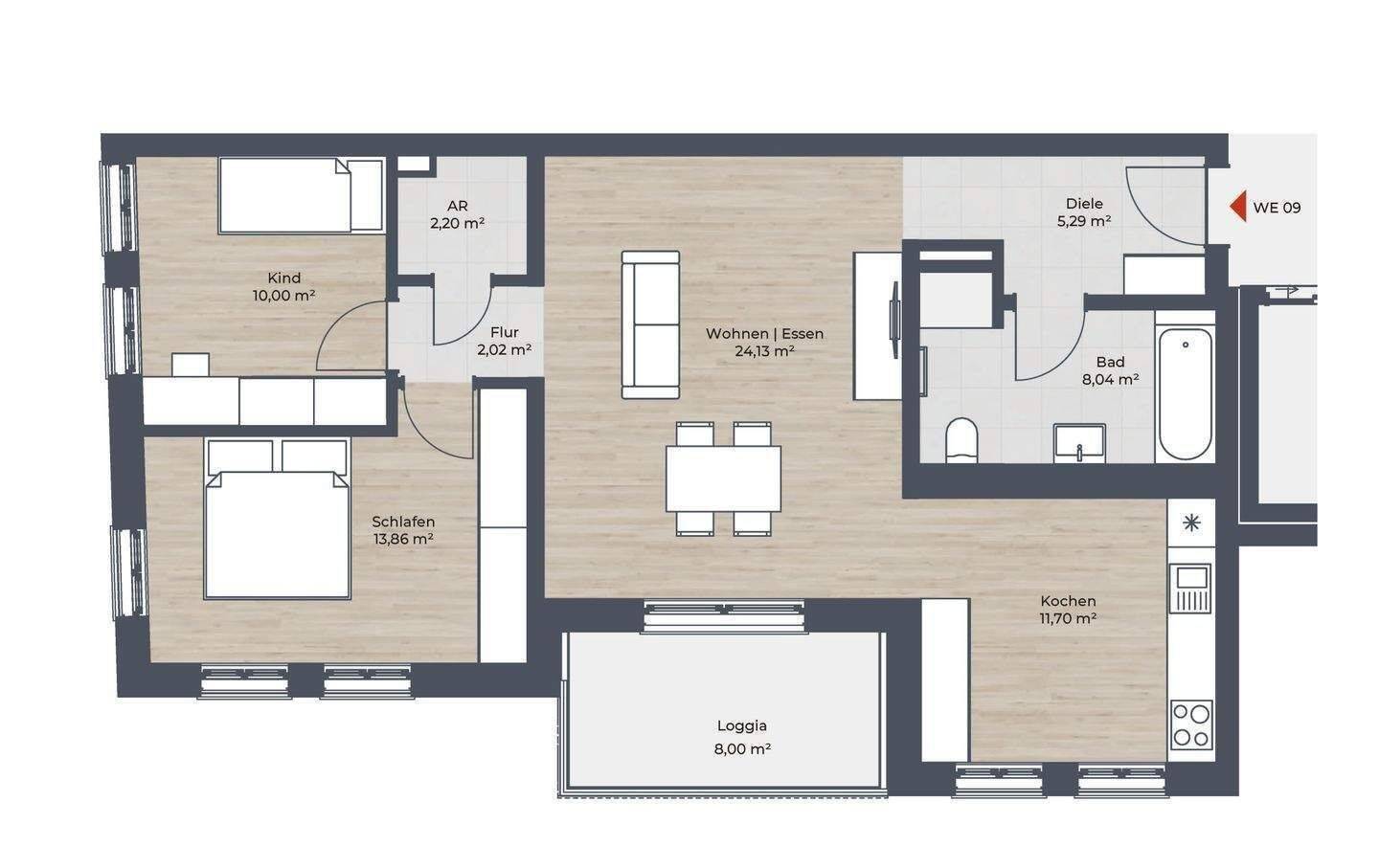 Wunderschöne Neubauwohnung in zentraler Lage mit sonniger Loggia – Nürnberg – Vorschaubild 3