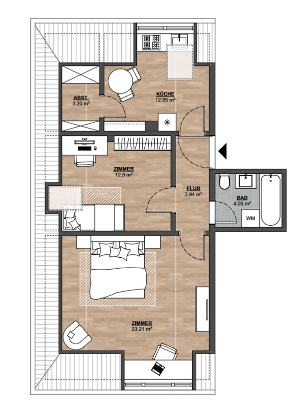 Schicke 2,5-Dachgeschoss-Wohnung, in bester Wohnlage von Darmstadt (KEINE Maklergebühr) – Darmstadt – Bild 1 von 9