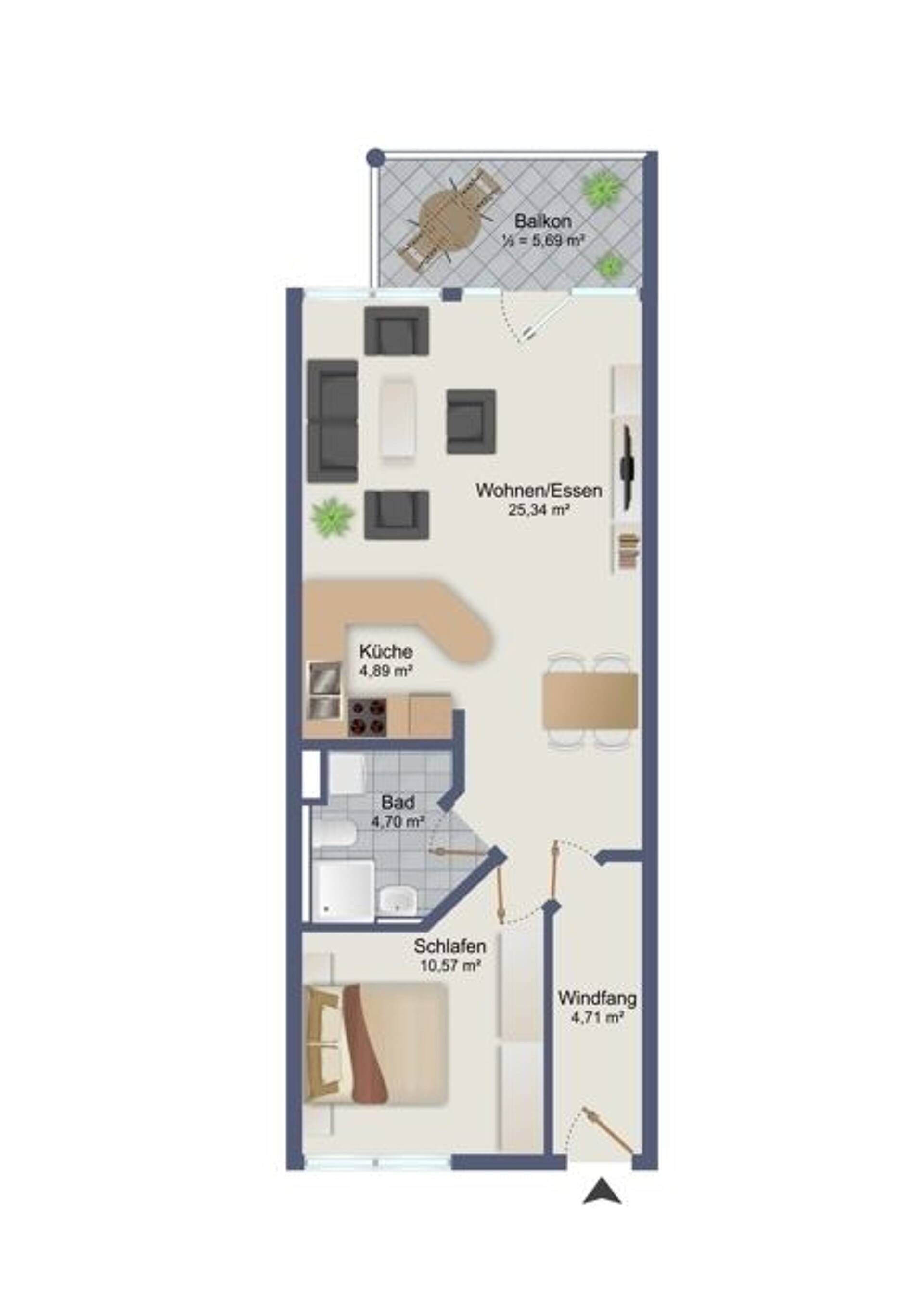 Etagenwohnung in 04178 Burghausen / Rückmarsdorf mit 54,57 m² kaufen