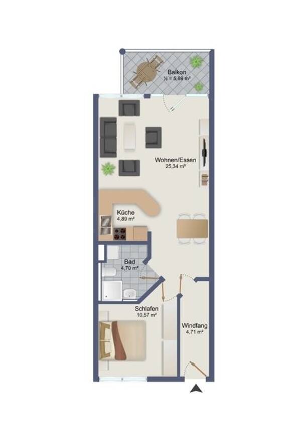 Etagenwohnung in 04178 Burghausen / Rückmarsdorf mit 54,57 m² kaufen