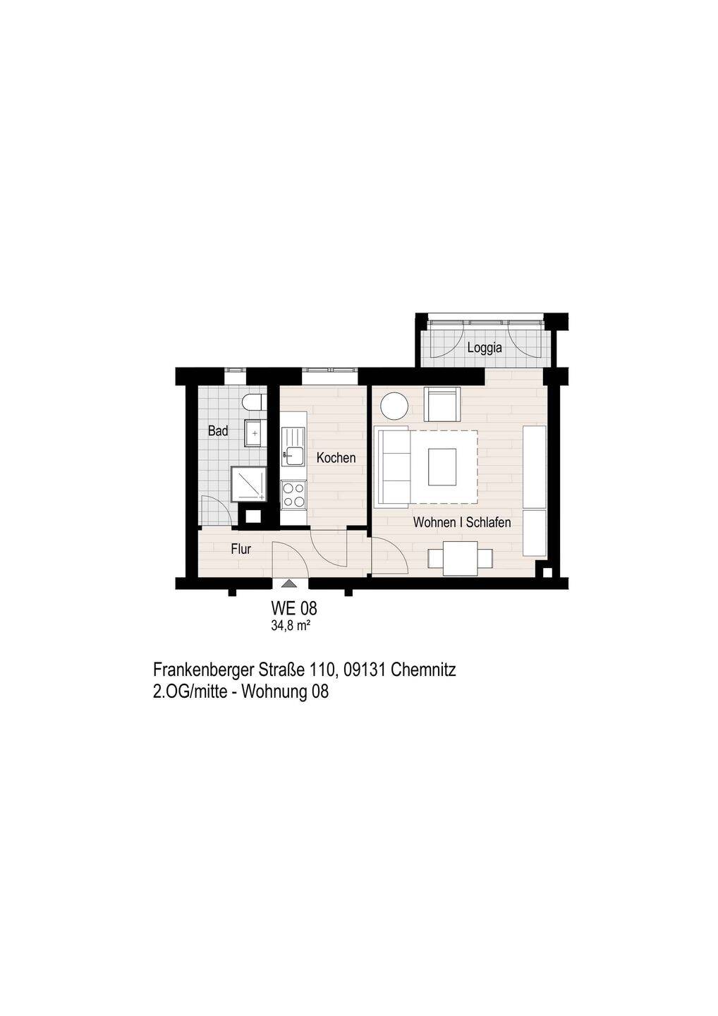 1-Zimmer-Wohnung mit Loggia in Chemnitz-Hilbersdorf! – Chemnitz – Vorschaubild 9