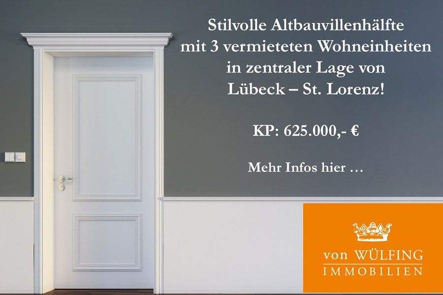 Stilvolle Altbauvillenhälfte mit 3 vermieteten Wohneinheiten in zentraler Lage von Lübeck-St.Lorenz! – Lübeck – Vorschaubild 4