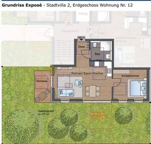 Stadtvilla Rosental in Stuttgart-Vaihingen EG-Wohnung mit großem Gartenteil