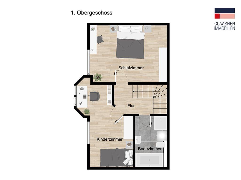 Vermietete Doppelhaushälfte mit kleinem Garten – Norden – Vorschaubild 9