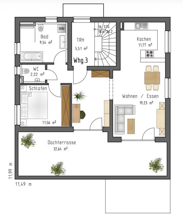 Penthouse in 88471 Laupheim mit 74,84 m² kaufen