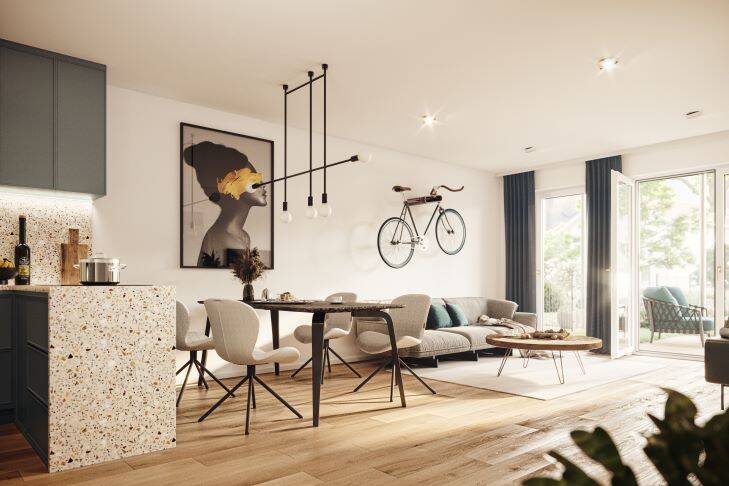 Neubau einer gemütlichen 2-Zimmer Erdgeschosswohnung mit sonniger Südterrasse u. Privatgarten